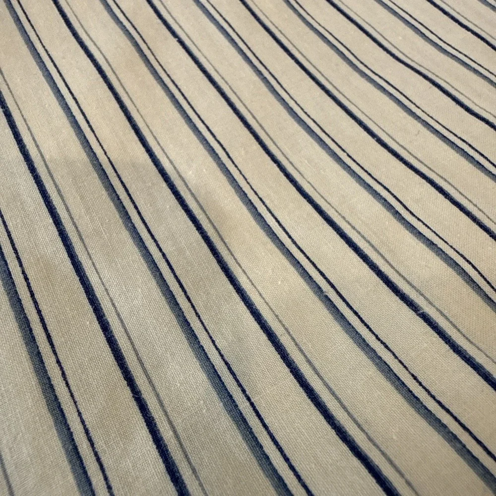 Vintage Ralph Lauren Blue Label Flat‎ Sheet Full Size Blue White Stripe